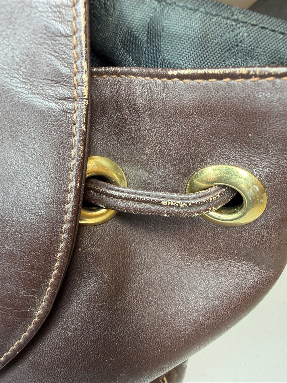 Vintage Paloma Picasso Leather Backpack Drawstring Brown Italy - Picture 6 of 14